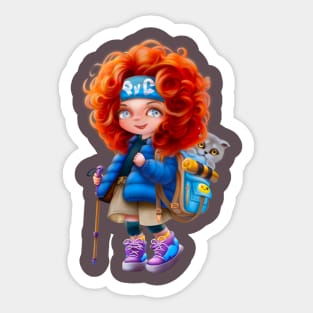 A red-haired curly girl Sticker